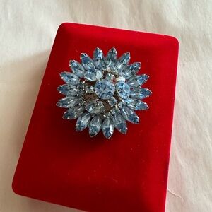Antique Rhinestone Flower Brooch